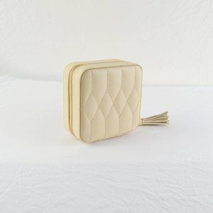 WOLF Ivory Caroline Leather Jewelry Travel Case